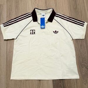adidas Texas A&M Men’s Cream Polo with Maroon Trim and Collar size Large NWT